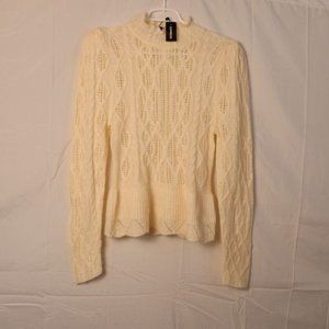 Knitted White Turtleneck With Shoulder-pads